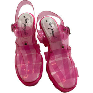 New FREE PEOPLE DELANEY FISHERMAN PINK JELLY PLATFORM SANDALS*
